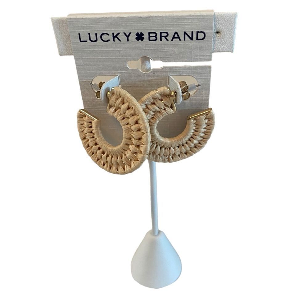 Natural Raffia Hoops w/ Gold Toned Hardware